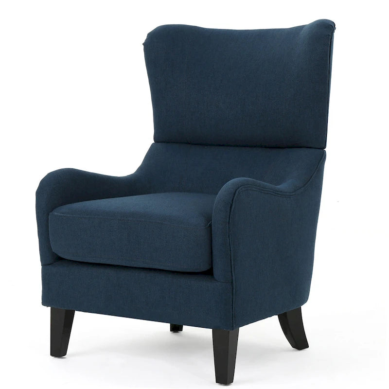 Navy Blue High Back Wingback Accent Chair - 27 Inch Width