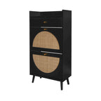 Rattan, Allen 2 door 1 drawer cabinet, shoe rack, double layer, suitable for entrance