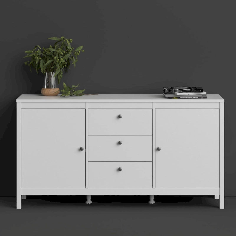 Modern-Traditional 2-Door Sideboard with 3 Drawers and Adjustable Shelves