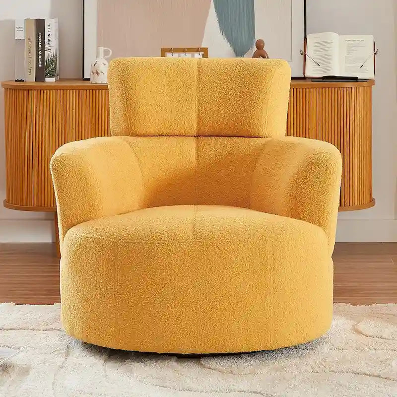 360 Swivel Barrel Chair with Adjustable Headrest - Berber Fleece Upholstery