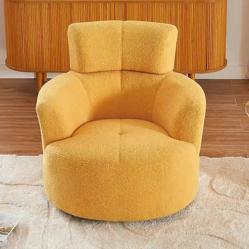 360 Swivel Barrel Chair with Adjustable Headrest - Berber Fleece Upholstery