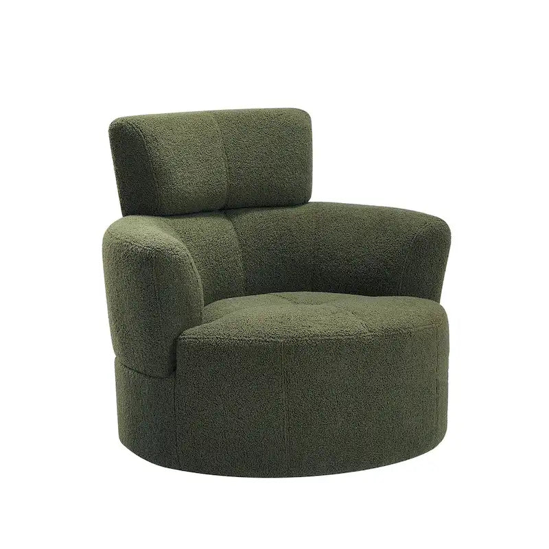 360 Swivel Barrel Chair with Adjustable Headrest - Berber Fleece Upholstery