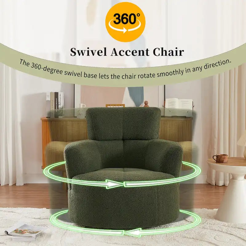 360 Swivel Barrel Chair with Adjustable Headrest - Berber Fleece Upholstery