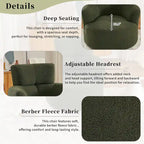 360 Swivel Barrel Chair with Adjustable Headrest - Berber Fleece Upholstery