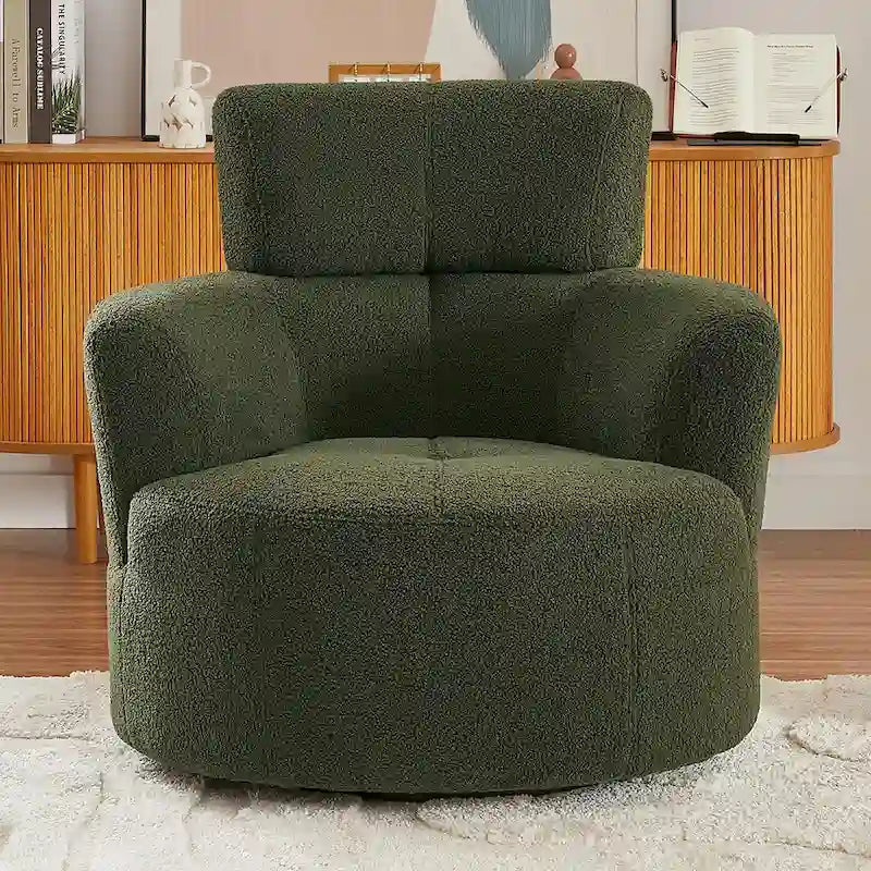 360 Swivel Barrel Chair with Adjustable Headrest - Berber Fleece Upholstery