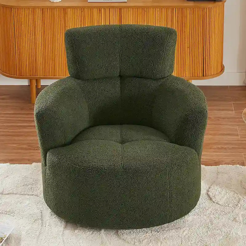 360 Swivel Barrel Chair with Adjustable Headrest - Berber Fleece Upholstery