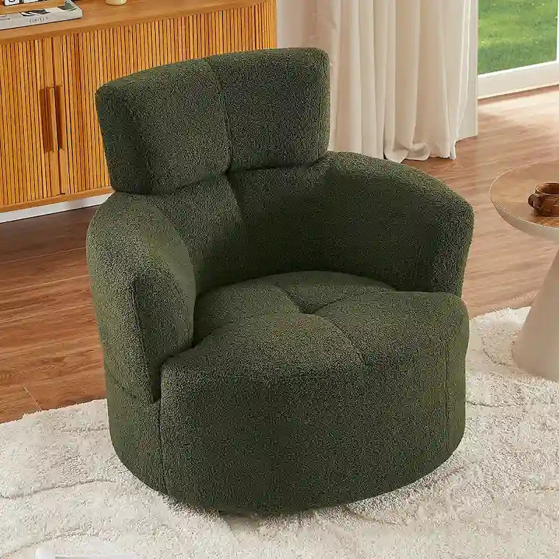 360 Swivel Barrel Chair with Adjustable Headrest - Berber Fleece Upholstery