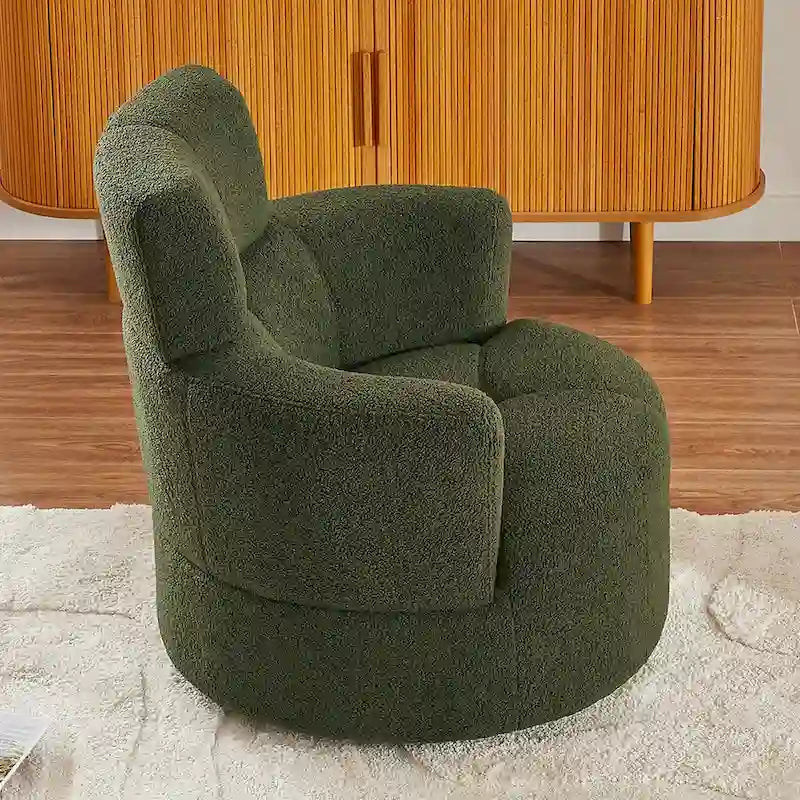 360 Swivel Barrel Chair with Adjustable Headrest - Berber Fleece Upholstery
