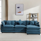 112.2" Modern L-Shaped 4-Seat Sectional Sofa with Removable Ottoman and 5 Pillows