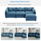 112.2" Modern L-Shaped 4-Seat Sectional Sofa with Removable Ottoman and 5 Pillows