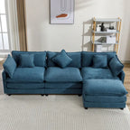112.2" Modern L-Shaped 4-Seat Sectional Sofa with Removable Ottoman and 5 Pillows