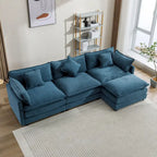 112.2" Modern L-Shaped 4-Seat Sectional Sofa with Removable Ottoman and 5 Pillows
