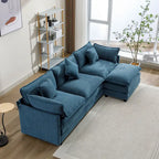 112.2" Modern L-Shaped 4-Seat Sectional Sofa with Removable Ottoman and 5 Pillows