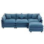112.2" Modern L-Shaped 4-Seat Sectional Sofa with Removable Ottoman and 5 Pillows