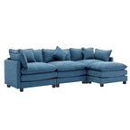 112.2" Modern L-Shaped 4-Seat Sectional Sofa with Removable Ottoman and 5 Pillows