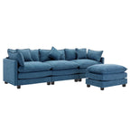 112.2" Modern L-Shaped 4-Seat Sectional Sofa with Removable Ottoman and 5 Pillows