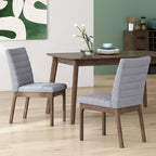 Mid-Century Modern Channel Stitch Dining Chairs - Set of 2