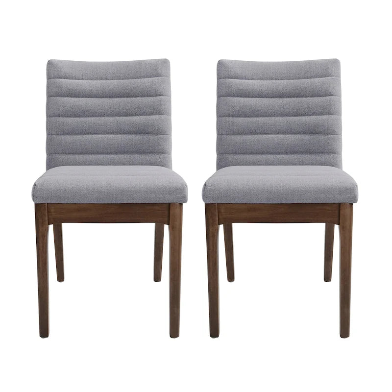 Mid-Century Modern Channel Stitch Dining Chairs - Set of 2