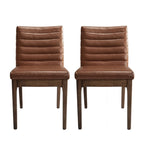 Mid-Century Modern Channel Stitch Dining Chairs - Set of 2