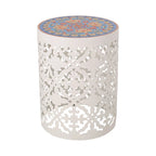 Indoor Lace Cut Side Table with Tile Mosaic Top