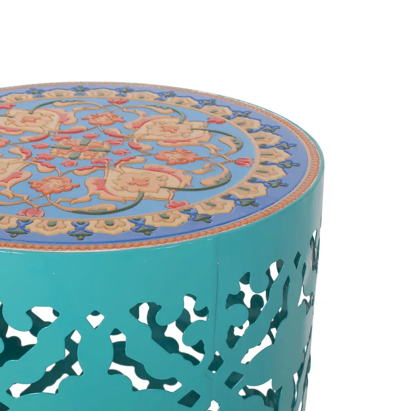 Indoor Lace Cut Side Table with Tile Mosaic Top