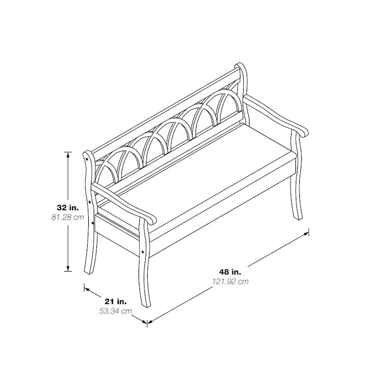 Antique Black Frame Storage Bench with Beige Cushion Seat