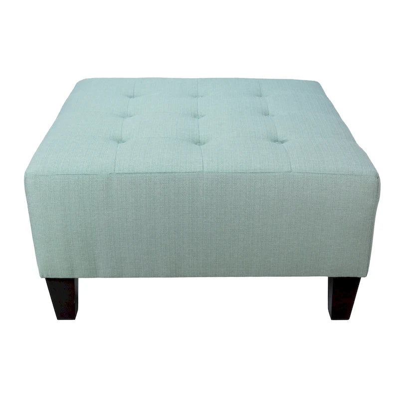 Button Tufted Upholstered Square Ottoman - 34 Inch