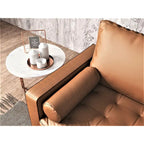 Faux Leather Mid-Century Modern Loveseat with Button Tufting