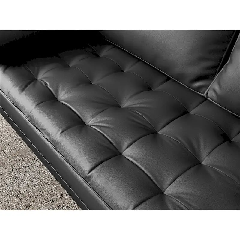 Faux Leather Mid-Century Modern Loveseat with Button Tufting