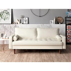 Faux Leather Mid-Century Modern Loveseat with Button Tufting