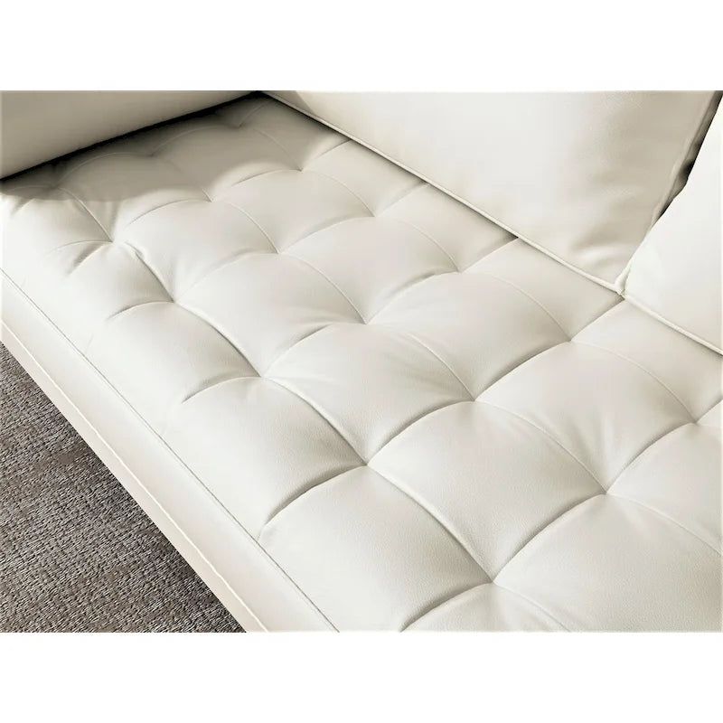 Faux Leather Mid-Century Modern Loveseat with Button Tufting