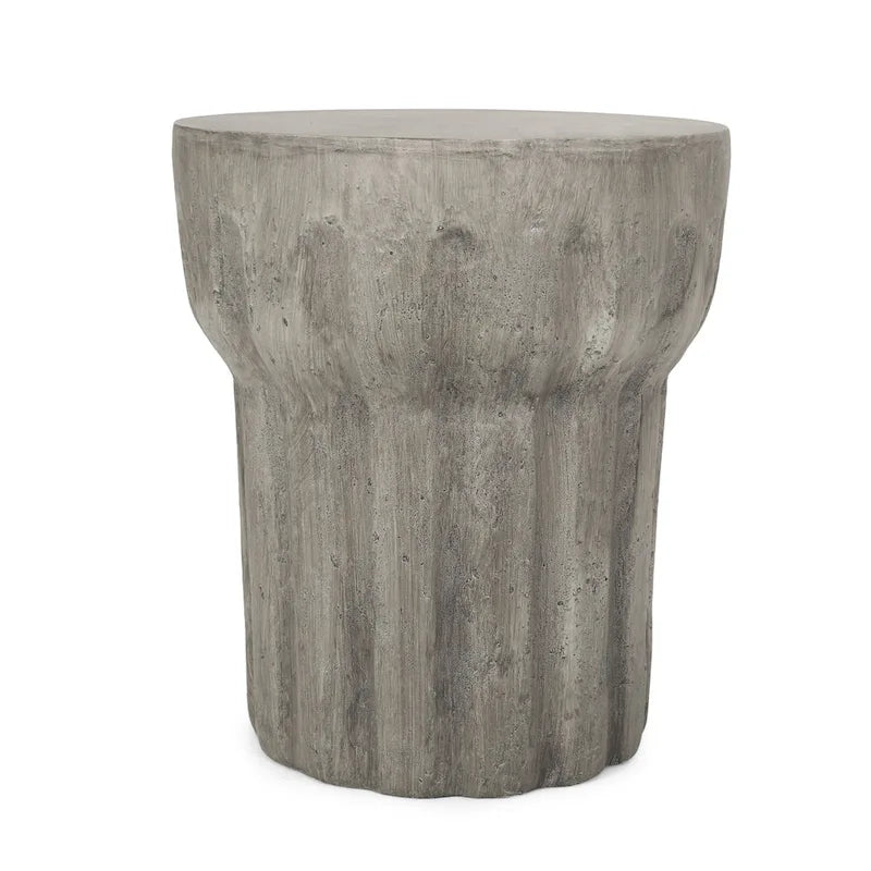 Indoor/Outdoor Contemporary Lightweight Concrete Accent Side Table