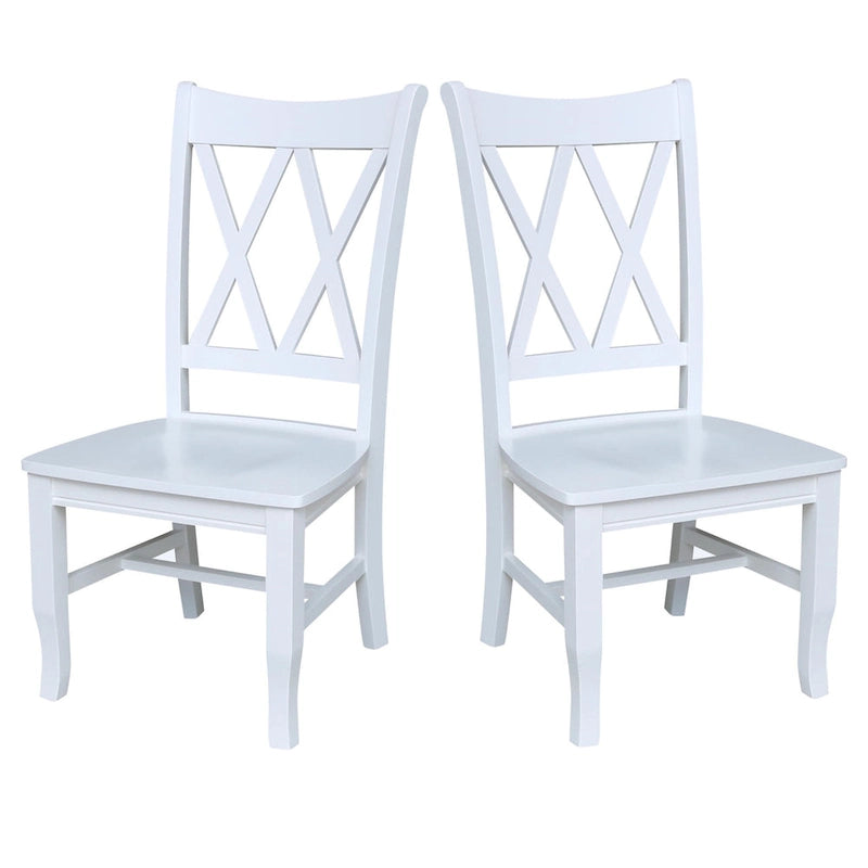 Double X-Back Solid Wood Chairs - Set of Two