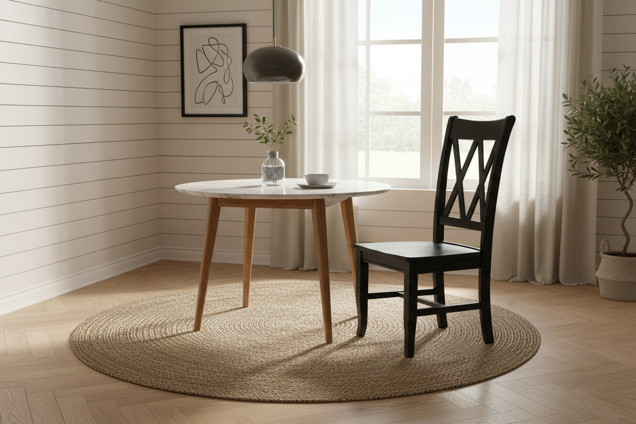 Antique Black Storage Bench with Beige Cushion