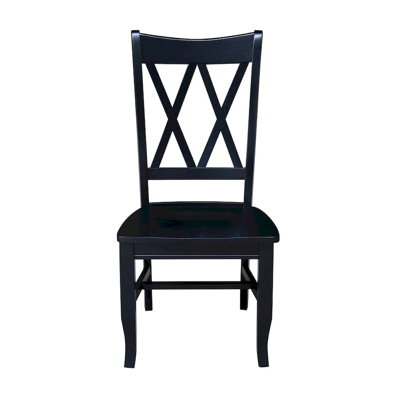 Antique Black Storage Bench with Beige Cushion