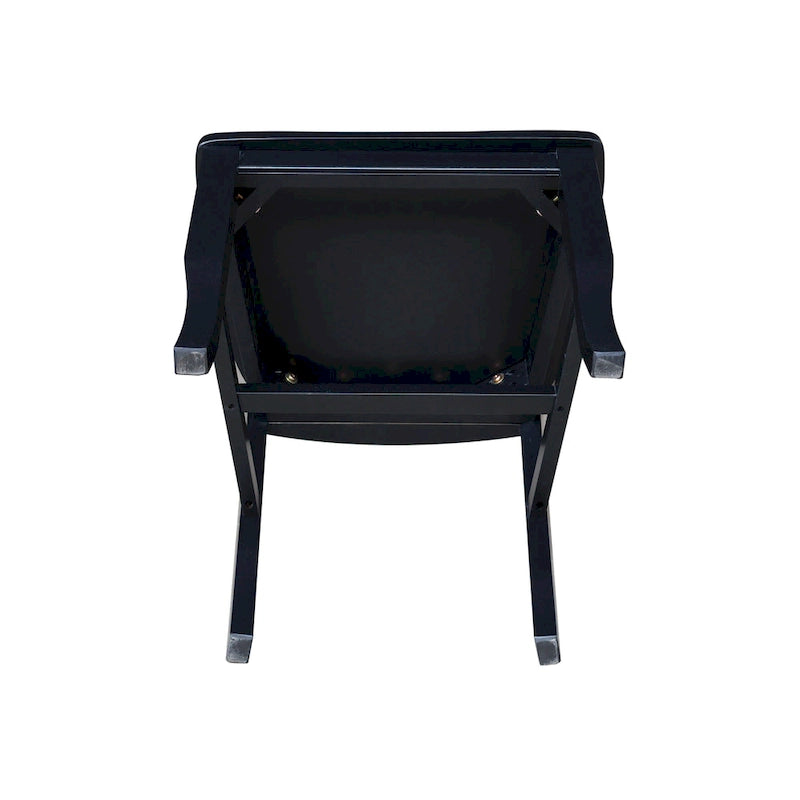 Antique Black Storage Bench with Beige Cushion