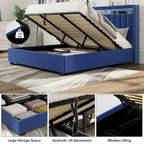 Queen Size Gas Lift Storage Bed with LED Headboard and Velvet Upholstery
