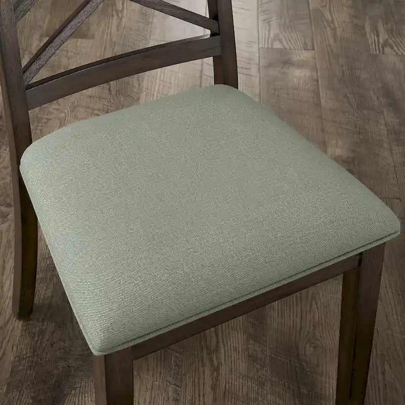 Espresso Finish Upholstered Dining Chairs with Lattice Back - Set of 2