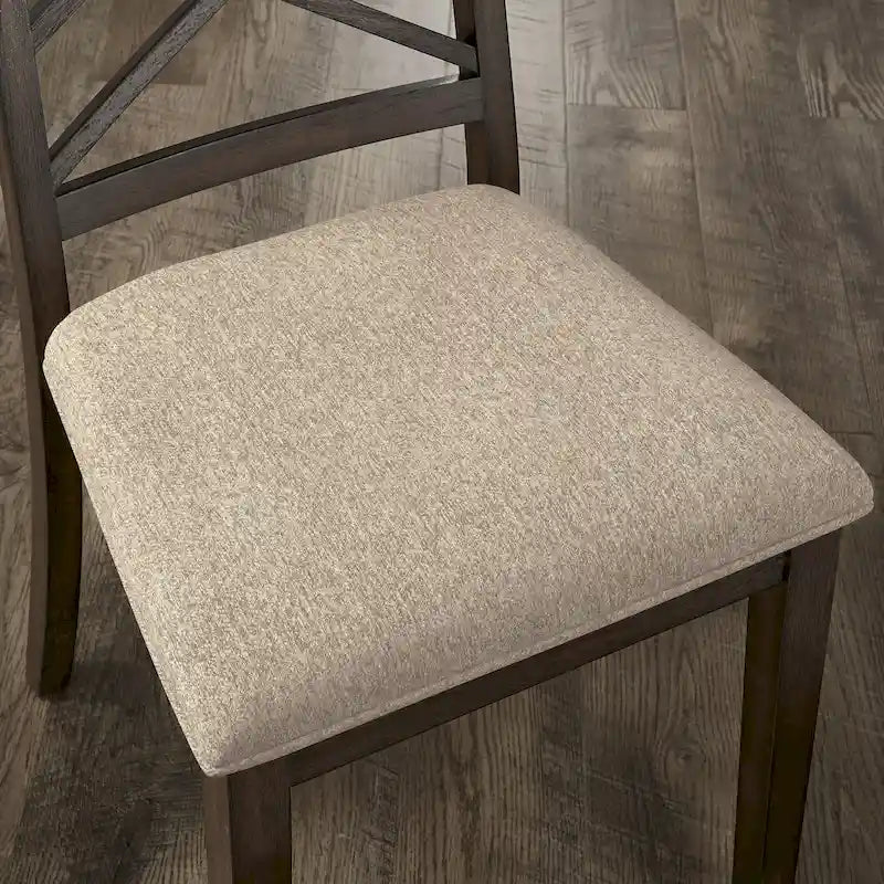 Espresso Finish Upholstered Dining Chairs with Lattice Back - Set of 2