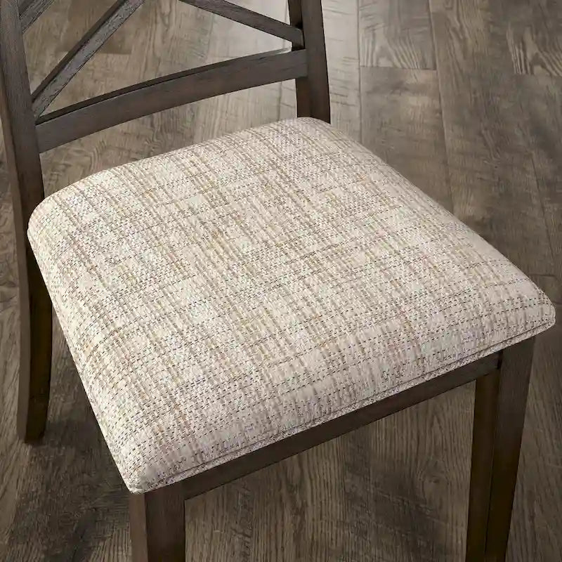 Espresso Finish Upholstered Dining Chairs with Lattice Back - Set of 2