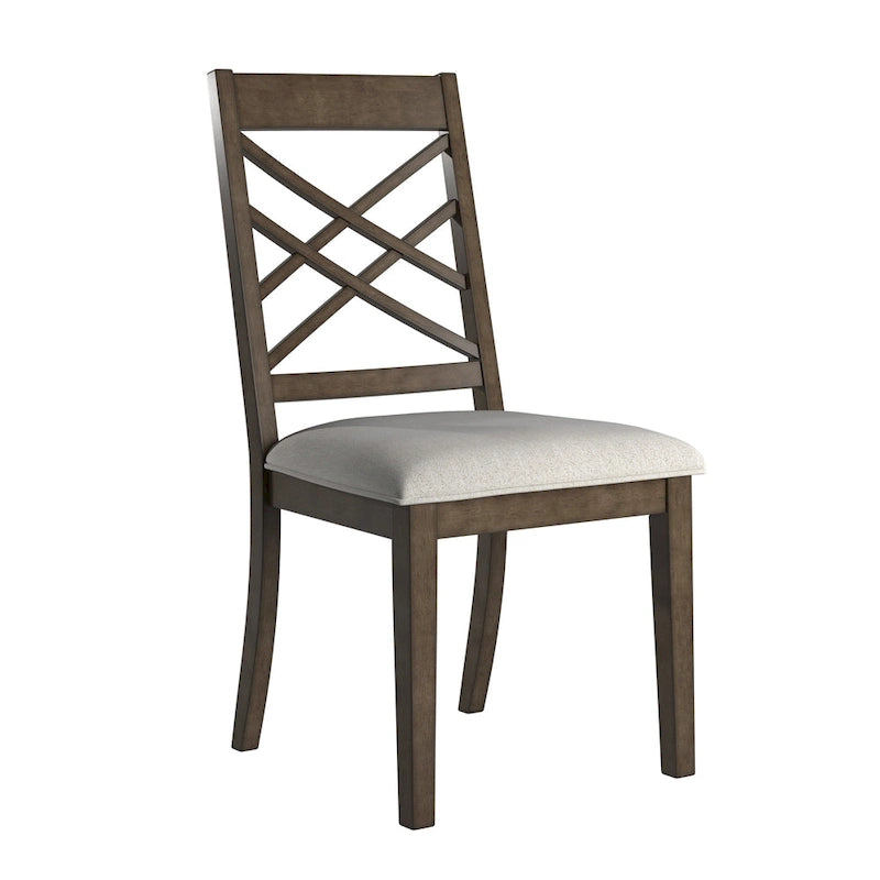 Espresso Finish Upholstered Dining Chairs with Lattice Back - Set of 2