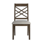 Espresso Finish Upholstered Dining Chairs with Lattice Back - Set of 2