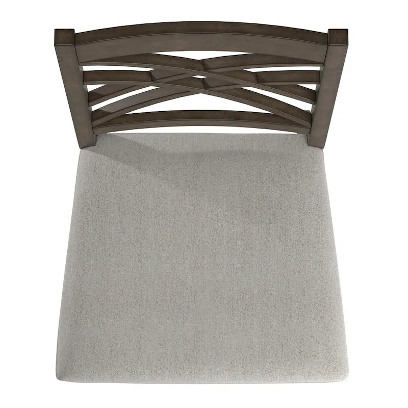 Espresso Finish Upholstered Dining Chairs with Lattice Back - Set of 2