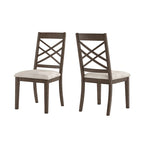 Espresso Finish Upholstered Dining Chairs with Lattice Back - Set of 2