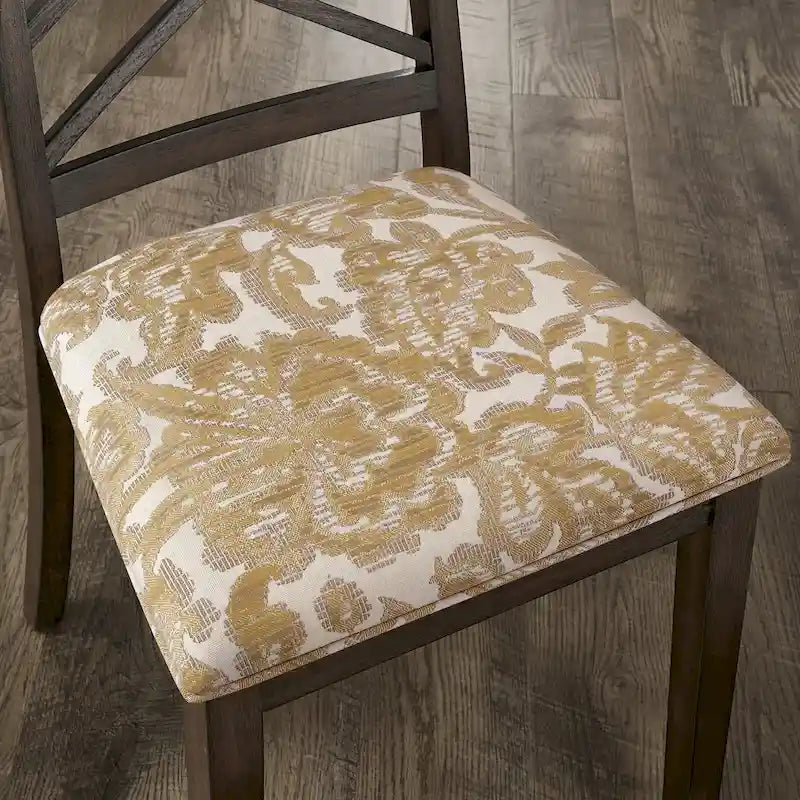 Espresso Finish Upholstered Dining Chairs with Lattice Back - Set of 2