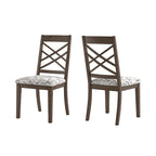 Espresso Finish Upholstered Dining Chairs with Lattice Back - Set of 2