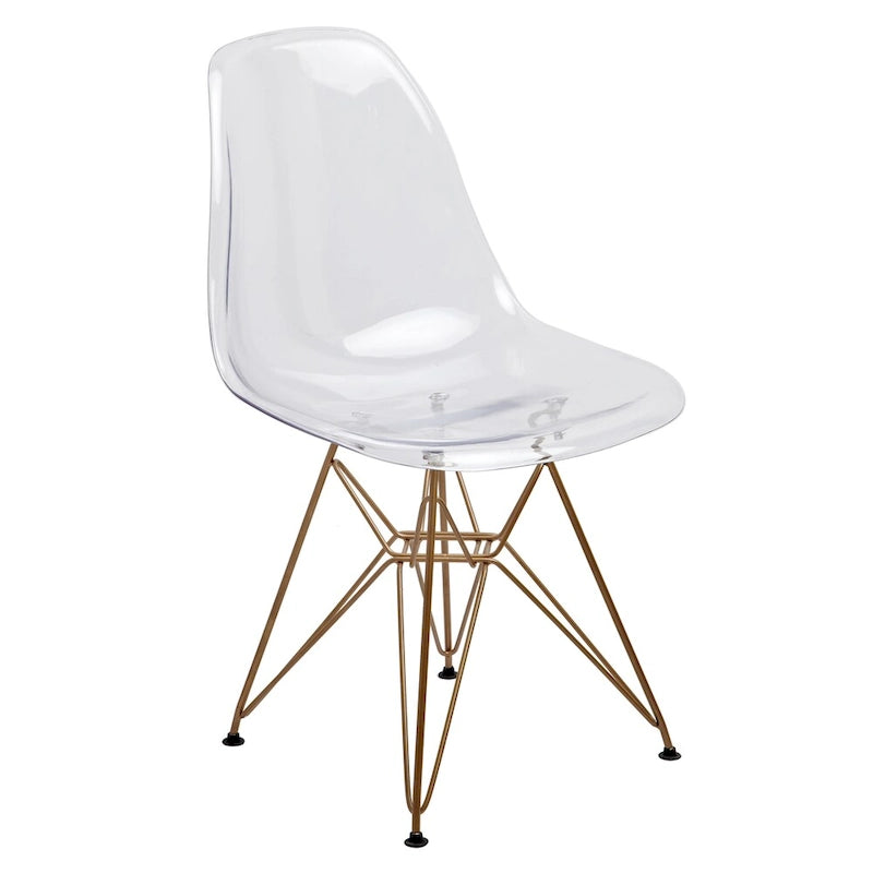 American Atelier Design Guild Living Clear Seat Gold Legs Banks Chair