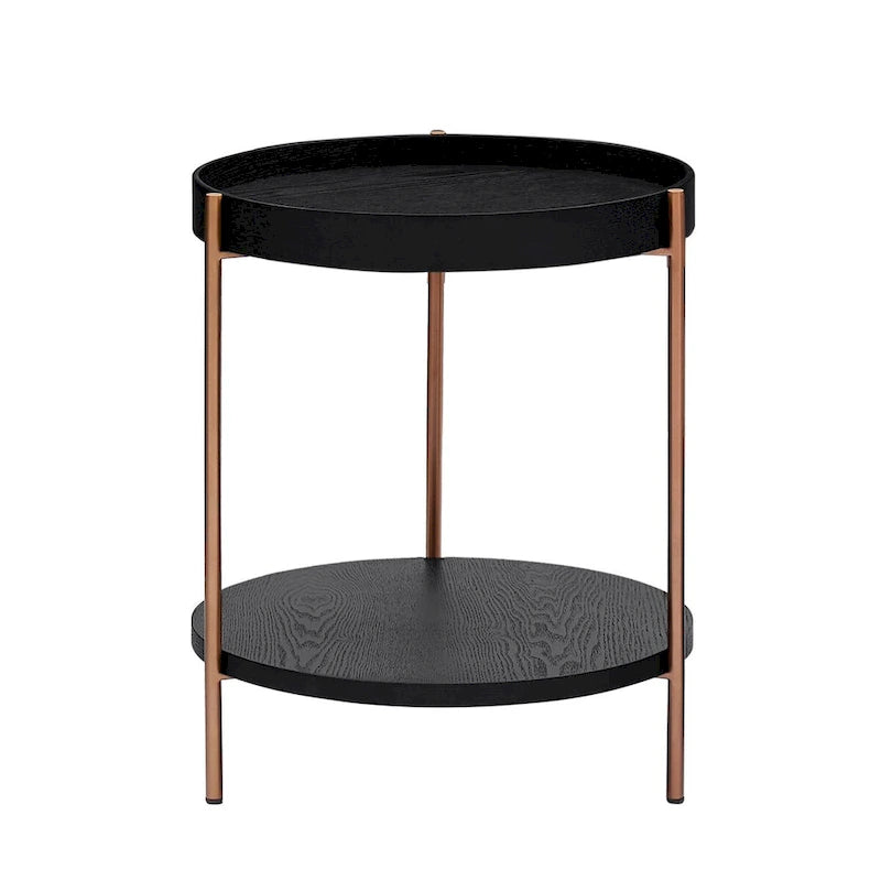 2-Piece Modern Round Nesting Coffee Table Set with 2-Tier Storage