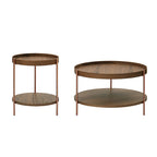 2-Piece Modern Round Nesting Coffee Table Set with 2-Tier Storage