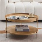 2-Piece Modern Round Nesting Coffee Table Set with 2-Tier Storage